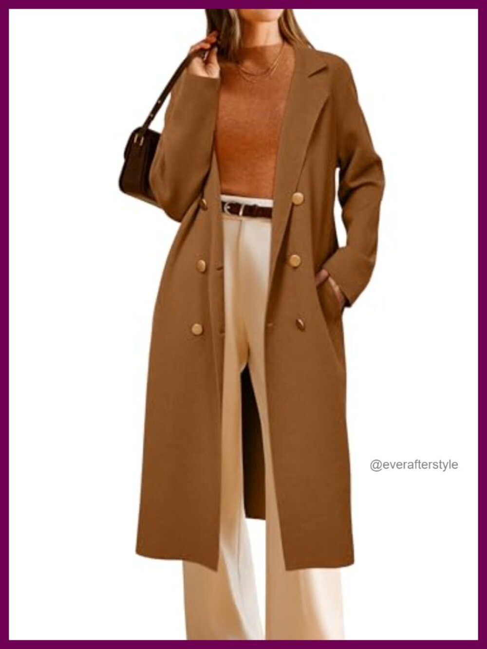 Wool Blend Double Breasted Long Cardigan Sweater Coat Knee-Length